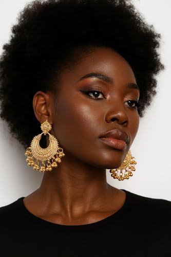 Touchstone Indian Bollywood Desire Tribal Boho Chic Moon Chandbaali Theme Designer Earrings For Women.3