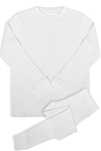 BASICO Women s 2pc Long John Thermal Underwear Set 100% Cotton (XL, Cotton Blend White)
