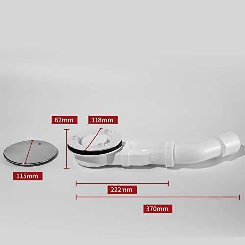 KOOBON Ablaufgarnitur Duschwanne 90mm Extraflache bodenablauf dusche inkl. Siphon, Geruchsstop, Haarsieb, und Ablaufbogen DN 40/50 mm, Abdeckhaube in Chrom, Duschablauf flach