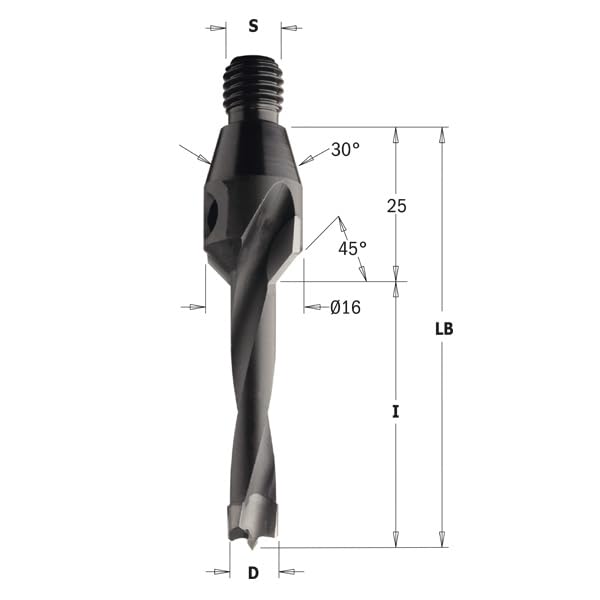 CMT 332.120.11 - Broca c/avellanador hm d=12x20 s=m10/30 dx