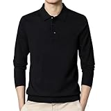 Suéter de solapa para hombre, informal, de manga larga, cálido, versátil, ligero, Negro, M