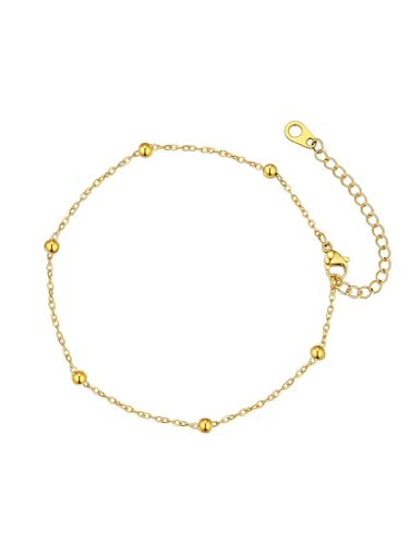 Image of FaithHeart Waterproof Ankle Bracelets for Women, 1 /2 /3Pcs Non Tarnish Stainless Steel Layered Anklet Set Paperclip Figaro Cuban Link Chain Dainty Summer Beach Jewelry Gift Adjustable Size