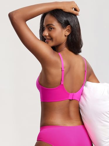 Image of DOBREVA Women's Push Up Wireless Bra Padded T Shirt Bras No Underwire Plunge Bralette