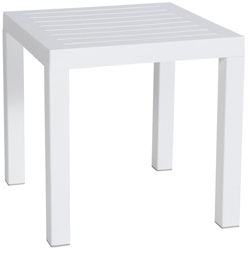 Table d'Appoint Design Ocean I Table d'Extérieur Résistante Aux Intempéries Et Aux Rayons UV I Table de Terrasse Ou Véranda en Plastique, Couleur:Blanc de...