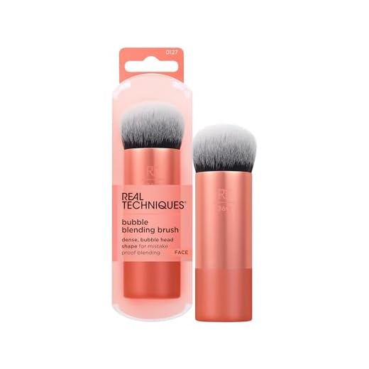 Real Techniques Bubble Blending Make-up-Pinsel, Mehrzweck-Gesichtsbürste für Flüssig-, Creme- und Puderprodukte, einzigartiger Bürstenkopf, synthetische Borsten, vegan und tierversuchsfrei, 1 Stück