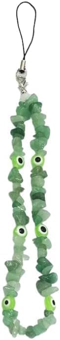 Y2K Colorful Evil Eye Natural Gemstone Crystal Phone Charm Beaded Phone Lanyard Wrist Strap
