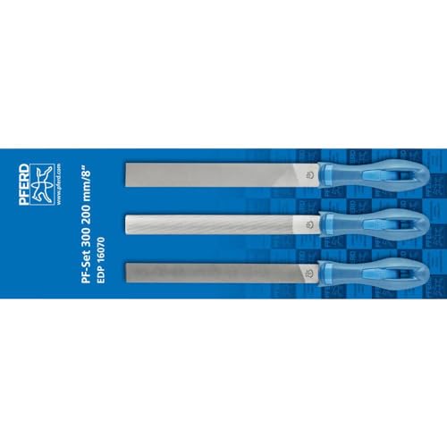 PFERD TOOLS Feilenset in schützendem Umkarton, 3 Feilen, 200mm, 11202300 – für eine hohe Zerspanungsleistung bei guter Standzeit und zum… – Ansicht 1