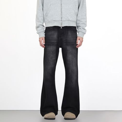 Jeans Pants Trouser Denim Street Trendy Wide Leg Loose Retro Grey Flare Micro Horn Commuter Casual Straight Men3