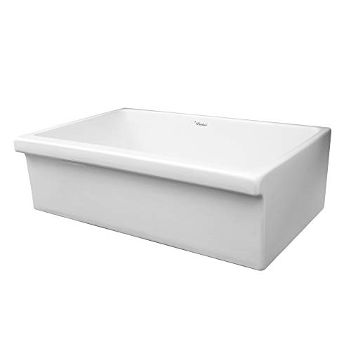 Whitehaus WHQ536-WHITE Farmhaus Quatro Alcove 36-Inch Reversible Fireclay Sink with Apron
