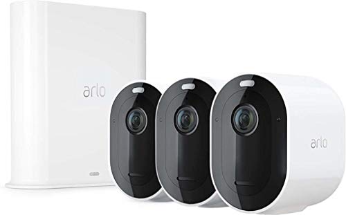Arlo Pro 3 Spotlight Camera - 3 Camera Security System - Wireless, 2K Video & HDR, Color Night Vision, 2 Way Audio, 160° View, Wire-Free, Works with Alexa, White - VMS4340P