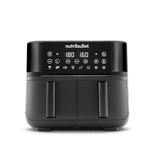 nutribullet Doppelschubladen Heißluftfritteuse 8L mit großer Auswahl an Kochmodi, digitaler LED-Touchscreen, 8 Programme...