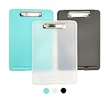 Plastic Storage Clipboard, Letter Size 9.5 Inches by 13.5 Inches, Clear, Cyan/Mint, Black 3 Pieces