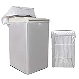 [Mr.You]洗濯機カバー 【デザイン改良】 4面包みデザイン シルバー 防水 防日焼け【L】8-10KGに対応 (58*60*92cm)