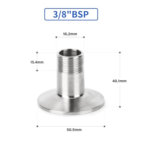 Miniatura 2 de Ergaoboy 2 Piezas De 1,5 Tri Clamp A 3 8 Bsp Macho, Accesorio Sanitario De Acero Inoxidable 304 Con Férula De 50,5 Mm De Diámetro Exterior, Conector Para Elaboración Casera De Cerveza