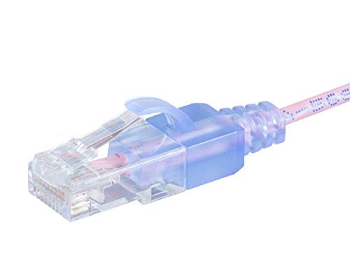 Image of Monoprice Cat6A 3ft Pink 5-Pk Patch Cable UTP 30AWG 10G Pure Bare Copper Snagless RJ45 SlimRun Series Ethernet Cable