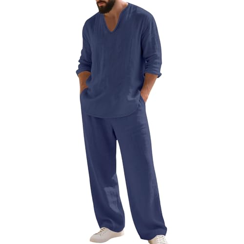 Tenue décontractée respirante homme ensemble lin et coton contre la chaleur d'été