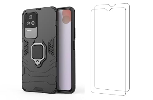 Max Power Digital Funda y 2 Cristal Templado para móvil Xiaomi Poco F4 5G Carcasa Magnética con 2 Piezas Protectores Anillo Imán Antigolpes Resistente Rígida Dura (Xiaomi Poco F4 5G, Negro)