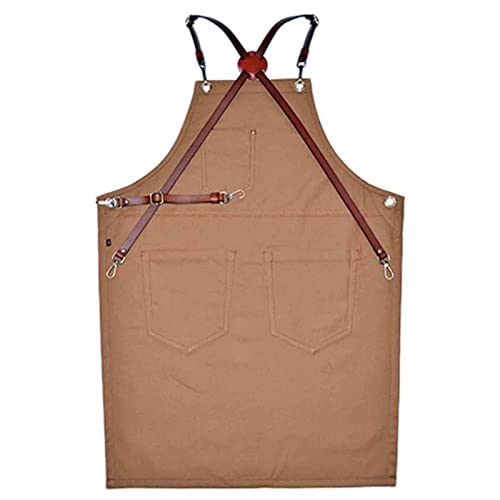 Tabliers de Travail pour Hommes avec Poches Tablier en Denim Coiffeur Réglable Dos croisé pour la Maison Cuisine Jardinage