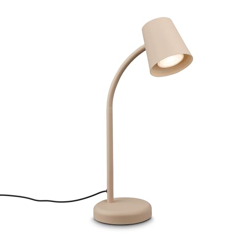 BRILONER - Lampe de chevet avec interrupteur filaire, orientable, GU10, max. 9W, lampe de bureau, lampe table salon, 13x38,5 cm, beige
