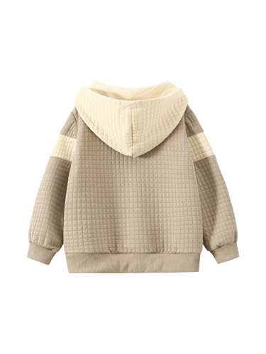 Boys Hooded Sweatshirts Waffle Knit Colorblock Pullover Hoodies Casual Sweatshirt 4-12 Years2