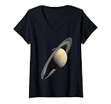 pianeta saturno sistema solare pianeti astronomia scienza maglietta con collo a v