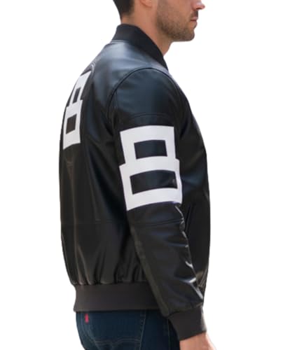 Image of 8 Pool Bomber Jacket- Faux Leather Seinfeld David Puddy Eight ball Lettermen Jacket - 90's Bomber Jacket