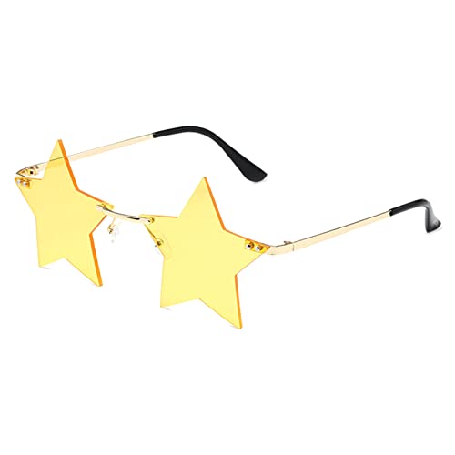 FUNUPUP Star Shape Sunglasses Rimless Transparent Star Sun Glasses for Women and Men Party