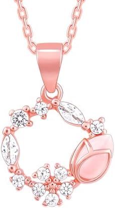 GIVA 925 Silver Rose Gold Drop Wreath Pendant With Link Chain | Gifts for Girlfriend, Gifts for Women and Girls |With Certificate of Authenticity and 925 Stamp | 6 Months Warranty*