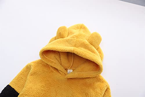 Toddler Little Boys Girls Fleec𝐞 Hoodie Pullover Sweatshirts Hooded Thick Bear Ears Shape Color Blocking Outfits2