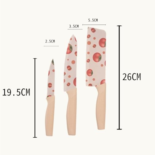 Image of ZIBUYU Kitchen Cutters, Set of 3Pcs Stainless Steel Kitchen Cutters Chef Cutter Fruit Cutter Utility Cutter Anti-Slip Handle Design Fashion Printed Home Gift Kitchen Cutter Gift