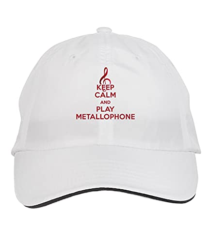 Makoroni - Keep Calm And Play Metallophone Hat Adjustable Cap, Desj59 White #TOP22