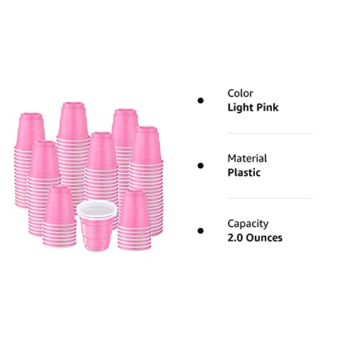 Yetene 200 Pcs Disposable 2Oz Shot Cups Shot Glasses Plastic Cups 2 Oz Party Mini Cups For Birthday Party Taste Serving Snacks Samples And Tastings (Light Pink) #TOP7
