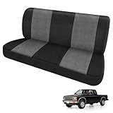 Kistrba Seat Cover Compatible with 1982-1991 Chevy S10 Solid Bench Without Headrest, Dutch Velvet, Black and Charcoal