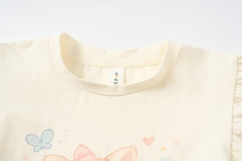 Image of Mud Kingdom Toddler Little Girls T-Shirts Colorful Love Heart Printing Ruffle Sleeve Valentine's Day Tees Casual Summer
