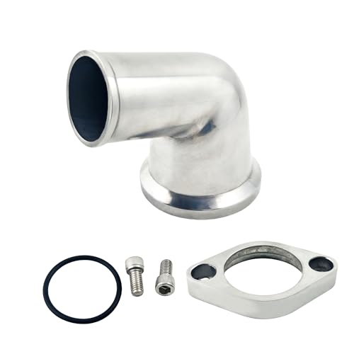 15 Degree For sbc water neck Swivel Aluminum Thermostat Housing Water Neck Polished Compatible with Chevrolet SBC BBC 327 350 454 396 ect Water Neck Thermostat Housing