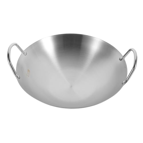 Wok de acero inoxidable plateado con dos asas 32 cm miniatura 1