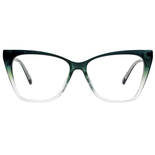 Cat Eye Reading Glasses for Women Stylish Oversized Readers with Spring Hinges 1.0 1.25 1.5 1.75 2.0 to 3.5 4.0 Green/Clear 3.5 x