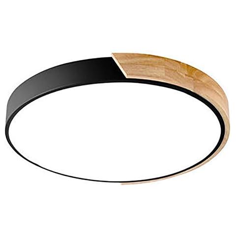 CCSUN Plafón LED ultrafino 40cm negro madera Cover