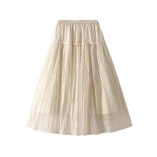 Jupe longue en tulle beige taille unique fluide pour été