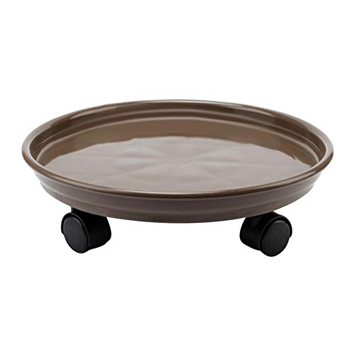 WUYANSE Plant Caddy Rolling Plant Caddy With Wheels Round Plastic Tray Flower Pad, brown black white