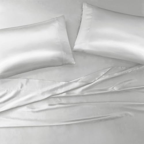 Image of Madison Park Essentials Set of 2 Satin Pillowcase for Hair & Skin, Luxuriously Soft, Silky with Natural Sheen Luster, Cool to Touch, Wrinkle-Free, Machine Washable, King Light Grey 2 Piece | Pillowcase Cover for Hair & Skin, Luxuriously Soft, Natural Sheen Luster, Cool to Touch, Wrinkle-Free, Machine Washable