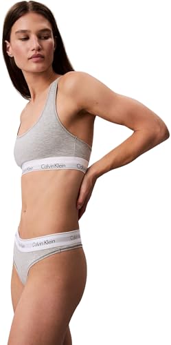 Calvin Klein String Femme Thong avec Stretch, Gris (Grey Heather), L