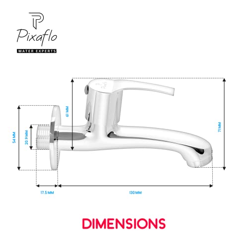 Image of Pixaflo Sting Brass Long Body Bib Cock Tap with Wall Flange (Pack of 1) (Chrome)