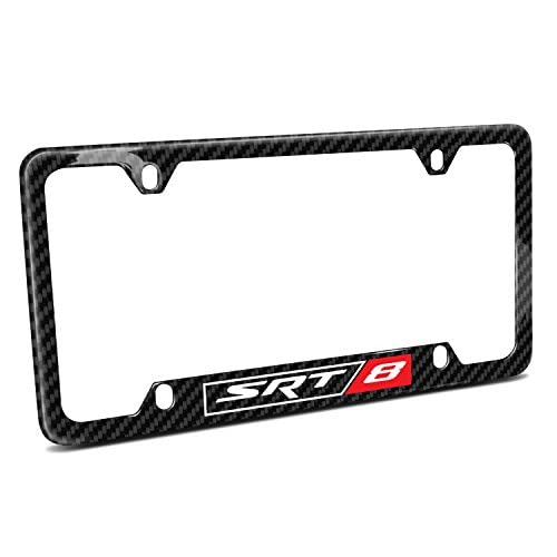 iPick Image Made for SRT-8 Logo Black Real Carbon Fiber 50 States License Plate Frame