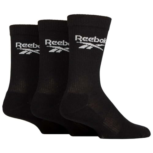 Image of Reebok Mens 3 Pack Crew Socks Black 11-12.5
