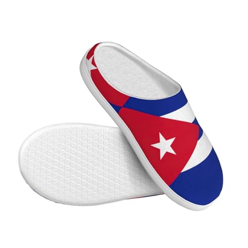 Cozy Cuban flag print Slippers Indoor and Outdoor Fuzzy House Shoes Anti-Skid Sole Gifts for Women Indoor Scuff3