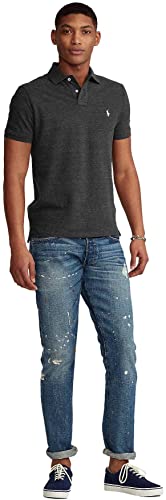 POLO RALPH LAUREN Men Custom Fit Mesh Pony Logo Shirt (XL, BlackMarble)3