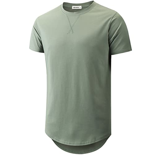 Image of KLIEGOU Men's 100% Cotton Longline T-Shirt, Pre-Shrunk Soft