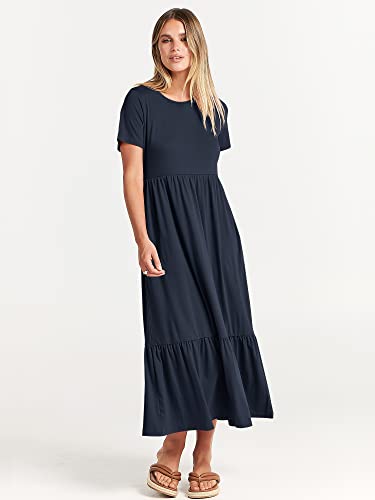 ANRABESS Womens 2025 Summer Casual Maxi Dress A line Tiered Flowy Short Sleeve Crewneck T Shirt Beach Travel Long Dresses Medium Navy Blue by ANRABESS - Used condition - Image 6