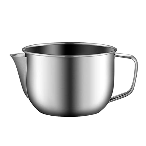 Colador de acero inoxidable de 1000 ml, separador de grasa de aceite, filtro de aceite, separador de sopa, tazón con asa, separador de grasa de aceite de salsa para cocina sin cubierta